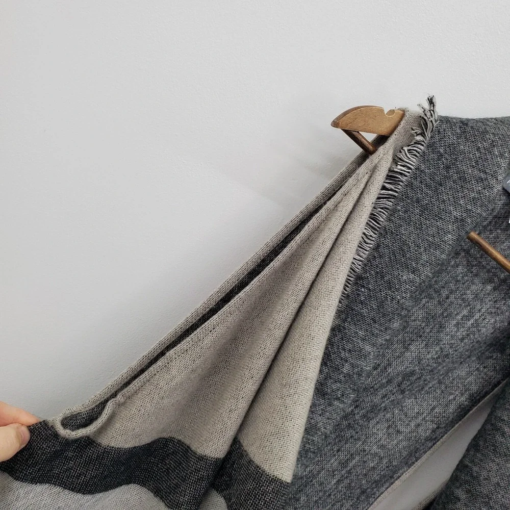 Accessory St Womens One Size‎ Gray Striped Fringe Open Front Cardigan Vest